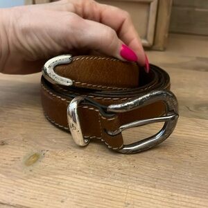 Torino Leather Belt European Tanned Cowhide Brass Tip Brown Size 42 Made in USA